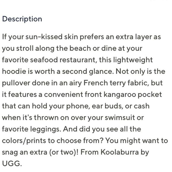 Kookaburra by UGG Light & Airy French Terry Lounge Hoodie Beach Stripes Sz L - Picture 13 of 15